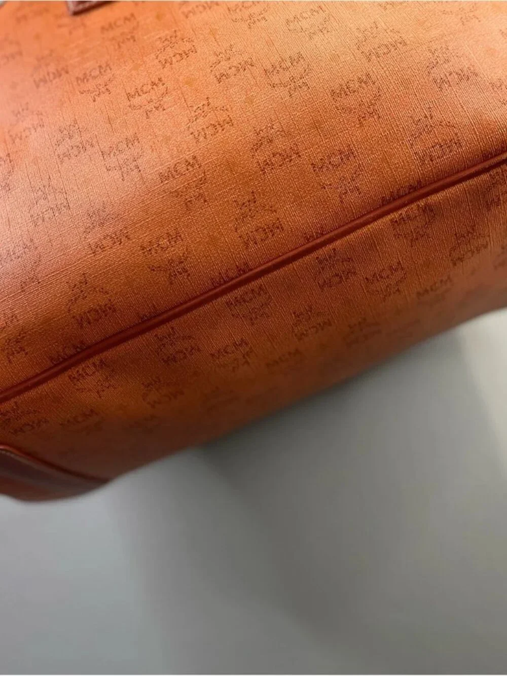 MCM Orange Monogram Tote Bag